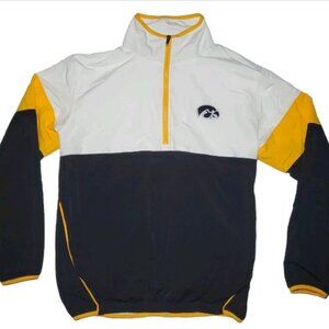Knights Apparel Mens Iowa Hawkeyes Black White 1/4 Zip Windbreaker Size Small